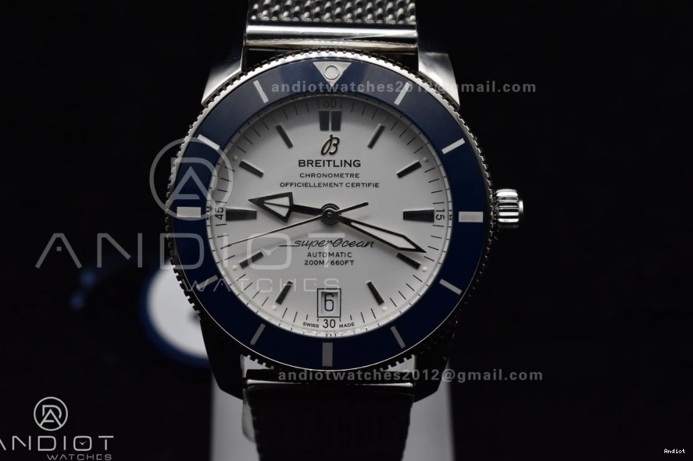 Bracelet Mesh BLSF Bezel SS White Dial II Heritage Ceramic A on 1186 SuperOcean SS Blue WellDesigned 42mm 0731